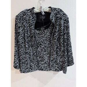 Alex Evenings Black Glitter Printed Cocktail Jacket Tank‎ 3X 2 Piece Sparkly